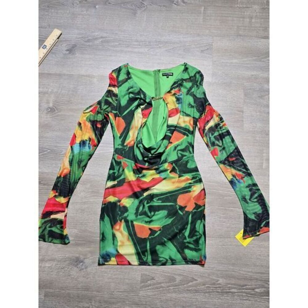 Fashion Nova Green and Red Midi Dress